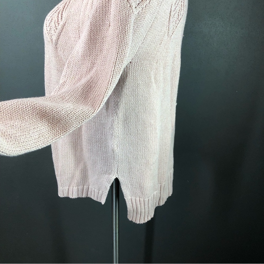 Chaps Pink Gold Leaf Stitch Boatneck Sweater - Picture 5 of 10